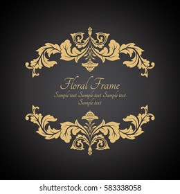 Marco barroco ornamentado con lugar para el texto. Elegante tarjeta de invitación. Elegante tarjeta de felicitación. Elemento vectorial del diseño gráfico