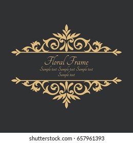 Baroque ornate frame with place for text. Stylish invitation card. Elegant greeting card. Vector element of graphic design