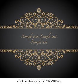Baroque ornate frame with place for text. Stylish invitation card. Elegant greeting card. Vector element of graphic design