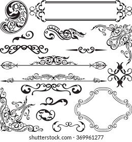 Baroque ornate set is isolated on white