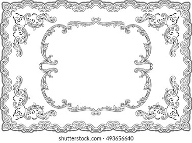 Baroque ornate swirl page on white