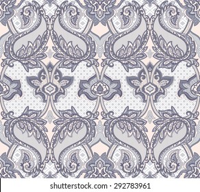 Baroque Paisley seamless pattern for design of packaging, paper and textiles. Vector illustration