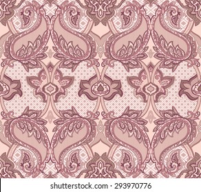 Baroque Paisley seamless pattern for design of packaging, paper and textiles. Vector illustration