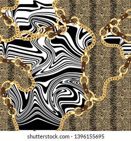 baroque pattern, chain belt design, leopard pattern