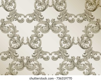 Baroque pattern decor for invitation, wedding, greeting cards. Vector illustration