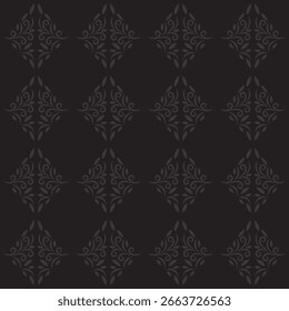 Baroque pattern on a dark background. Seamless vector texture.  Wallpaper, textiles, packaging, printing