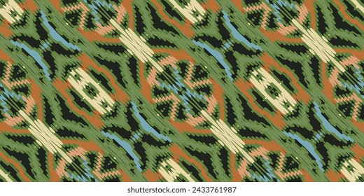 Baroque pattern Seamless Bandana print silk Motif embroidery, Ikat embroidery vector Design for Print scarf hijab pattern kerchief ikat vector Silk kurti model mughal patterns