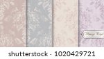 Baroque pattern trendy color texture set Vector. Royal fabric decor illustrations