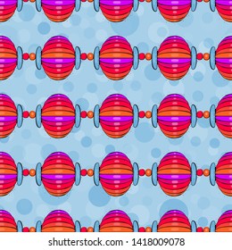 Baroque print with chains, beads, straps and brushes. Seamless vector pattern with jewelry elements. Women's fashon collection. On black background.