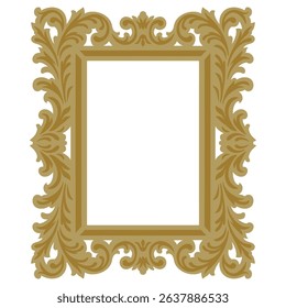 Baroque rectangular frame with ornate flourishes, vector illustration for laser cutting, vintage decorative border