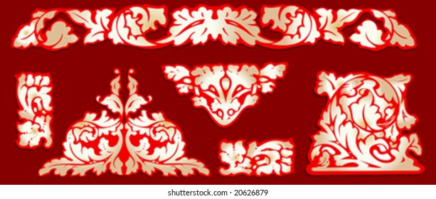 Baroque Red Gold Clip-art. All Curves Separately.More In My portfolio.