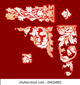 Baroque Red Gold  Clip-art. All Curves Separately.More In My portfolio.