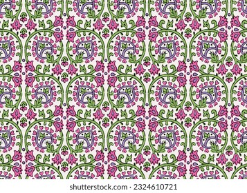 BAROQUE, RENAISSANCE, PAISLEY FLORAL REPEAT PATTERN  IN VECTOR