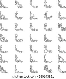 Baroque retro corner set isolated on white