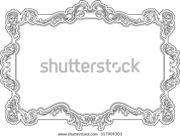Baroque retro frame is\
isolated on white