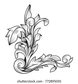 Baroque rococo border frame acanthus filigree vintage floral wedding decoration