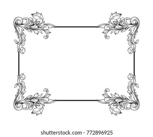 
Baroque rococo border frame acanthus filigree vintage floral wedding decoration