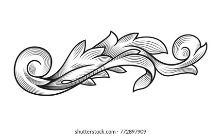 Baroque Rococo Border Frame Acanthus Filigree Stock Vector (Royalty ...