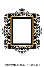 Baroque Rococo golden frame decor. Vector French Luxury rich carved gold ornaments and Wall Frames. Victorian Royal Style frame