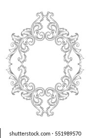 Baroque Rococo Mirror Frame Decor. Vector French Luxury Rich Carved Ornaments.