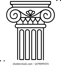 Baroque Roman pillar icon in outline style. 