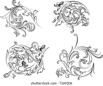 Baroque Rosette Calligraphy Style. All Curves Separately.