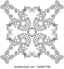 Baroque rosette is on white