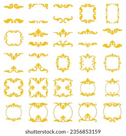 Desplazamiento barroco como elemento de diseño gráfico y ornamental con espirales y conjunto de vectores de movimiento circular