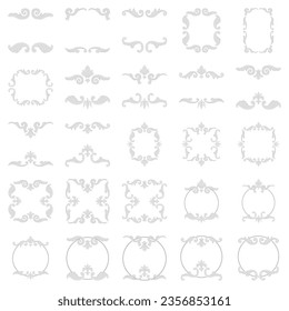 Desplazamiento barroco como elemento de diseño gráfico y ornamental con espirales y conjunto de vectores de movimiento circular