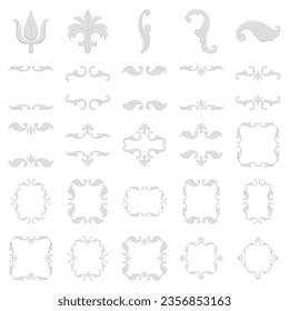 Baroque Scroll as Element of Ornament and Graphic Design with Spirals and Rolling Circle Motif Vector Set