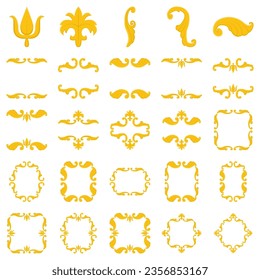 Baroque Scroll as Element of Ornament and Graphic Design with Spirals and Rolling Circle Motif Vector Set