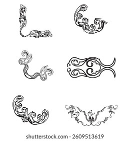 baroque scroll element ornament graphic design.
