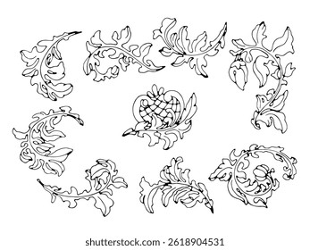Baroque scroll elements - vector illustration