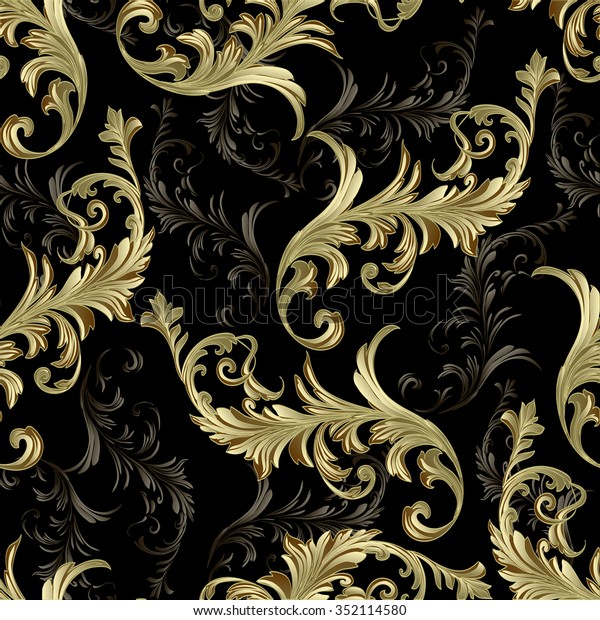 Baroque Scrolls Vector Pattern Stock Vector (Royalty Free) 352114580
