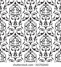 Baroque seamless art pattern on white