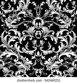 Embroidery Style Floral Damask Seamless Pattern Stock Vector (Royalty ...