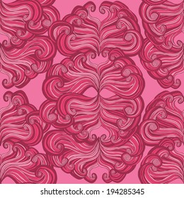 Baroque seamless pattern in colors is hand drawn nature-like composition. Illustration is in eps8 vector mode, background on separate layer. 