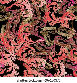 Baroque seamless pattern. Floral background. Vintage wallpaper. Antique endless flourish ornaments in Baroque Victorian style. Vector abstract texture for fabric, prints, textile, wall, cloth design
