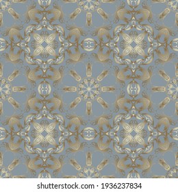 Baroque seamless pattern. Floral ornamental background. Repeat vector backdrop. Antique gold ornaments with vintage flowers, leaves. Modern ornate luxury design. For wallpapers, fabric, print, cards.