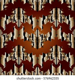 Baroque seamless pattern. Floral red  background wallpaper with vintage antique abstract gold    leaves and medieval ornaments in Baroque style. Vector flowery  texture for fabric, textile, print.