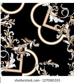 Baroque seamless pattern with moldings. Vector patch for print, fabric, scarf.