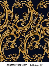 Baroque seamless pattern on a dark background.