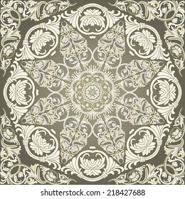 Baroque Seamless Pattern. Ornamental twisted background. Damask motif wallpaper. Vintage floral pattern.Vector illustration