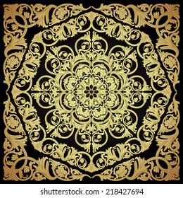 Baroque Seamless Pattern. Ornamental twisted background. Damask motif wallpaper. Vintage floral pattern.Vector illustration