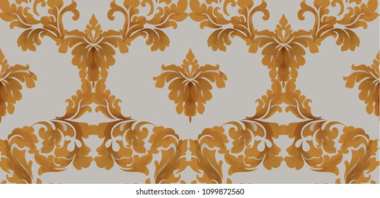 Baroque seamless pattern Vector. Royal texture. Victorian fabric decors