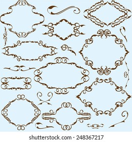 Baroque set of nice elements on blue