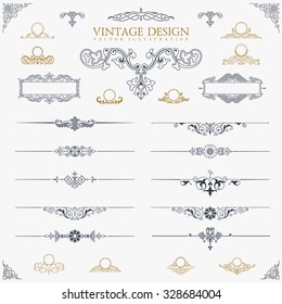 Vector Set Vintage Ornate Calligraphic Design Stock Vector (Royalty ...