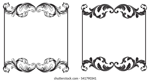 Baroque set of vintage elements for design. Decorative design element filigree calligraphy.