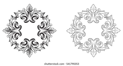 Baroque set of vintage elements for design. Decorative design element filigree calligraphy.