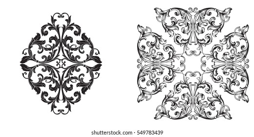 Baroque set of vintage elements for design. Decorative design element filigree calligraphy.